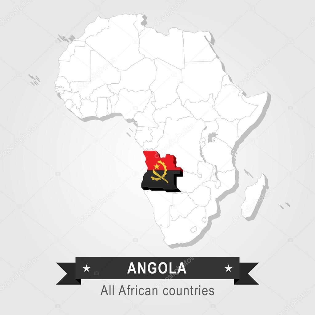 Angola. All the countries of Africa. Flag version.