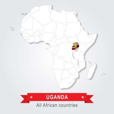 Uganda. Afrika'nın bütün ülkeler. Bayrak sürümü.