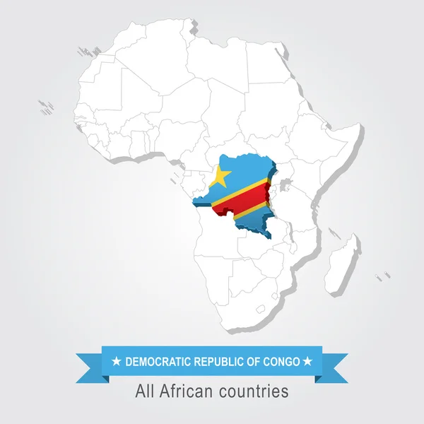 Demokratik Kongo Cumhuriyeti. Afrika'nın bütün ülkeler. Bayrak sürümü.