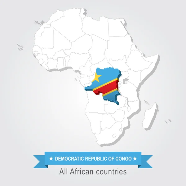 콩고의 민주당 공화국입니다. 아프리카의 모든 국가입니다. 버전 플래그. — 스톡 벡터