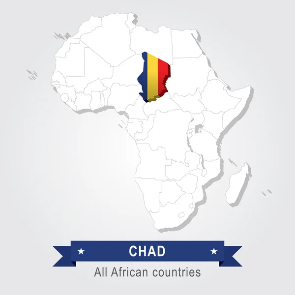 チャド。アフリカのすべての国。国旗のバージョン. — ストックベクタ