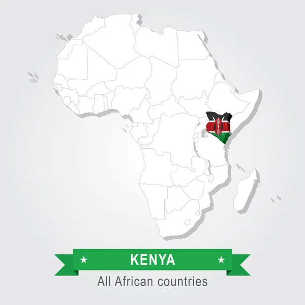 Quênia. Todos os países de África. Versão da bandeira . —  Vetores de Stock