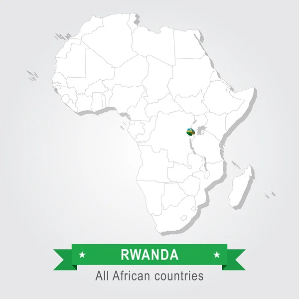 Ruanda. Afrika'nın bütün ülkeler. Bayrak sürümü. — Stok Vektör