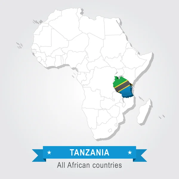 Tanzanie. Všechny země Afriky. Příznak verze. — Stockový vektor