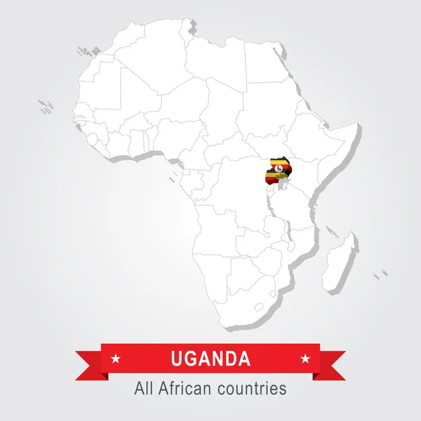 Uganda. Alla länder i Afrika. Flagga version. — Stock vektor