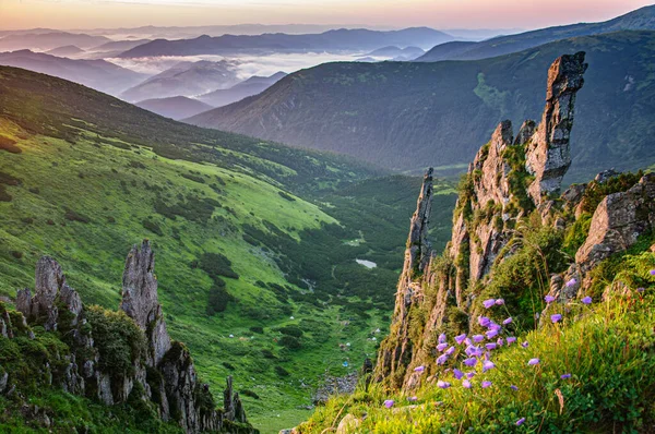 Прекрасный Вид Восход Солнца Карпатах Горы Спитци Украина — стоковое фото