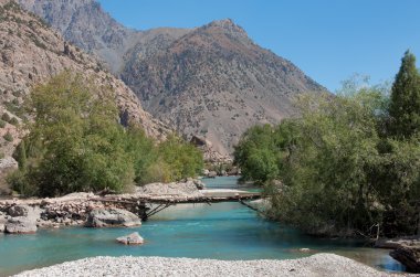Güzel fırtınalı turkuaz dağ Nehri