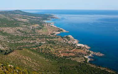 Kıbrıs uçakta pafos yakınındaki gelen Deniz Manzaralı