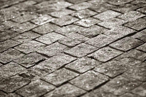 Paving Stones Road Texture black and white — Stock Photo, Image