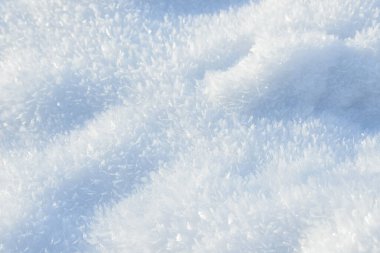Hoarfrost background texture. Fresh ice and snow winter backdrop with snowflakes and mounds. Seasonal wallpaper. Frozen water geometrical shapes and figures. Cold weather atmospheric precipitation. clipart