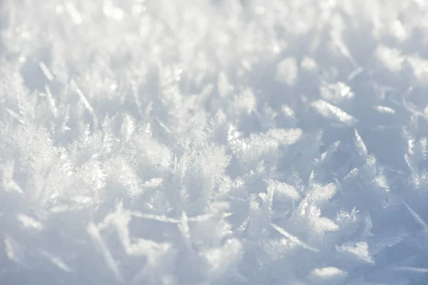 Hoarfrost Tekstury Tła Świeży Lód Śnieg Tle Zimy Płatkami Śniegu — Zdjęcie stockowe