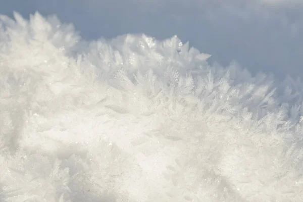 Hoarfrost Pozadí Textury Čerstvý Led Sníh Zimní Pozadí Sněhové Vločky — Stock fotografie