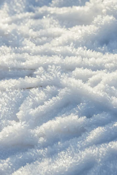 Hoarfrost Bakgrund Struktur Färsk Och Snö Vinter Bakgrund Med Snöflingor — Stockfoto