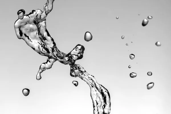 Wasserspritzer Auf Weißem Hintergrund Schwarz Und Weiß — Stockfoto