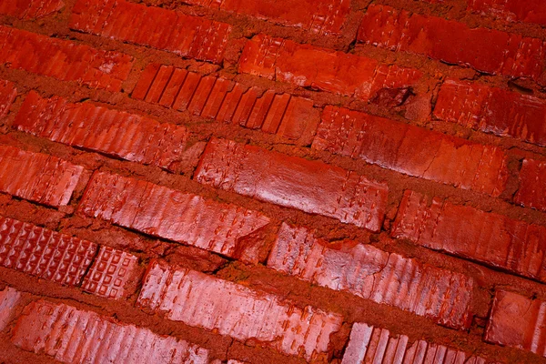 Ziegelsteinwand Mit Roter Farbe Bemalt Hintergrundstruktur — Stockfoto