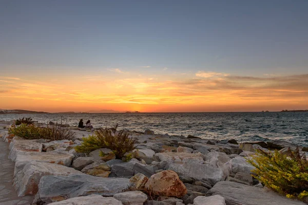 Watching Sunset Parikia Paros Island Greece — Stock Photo, Image