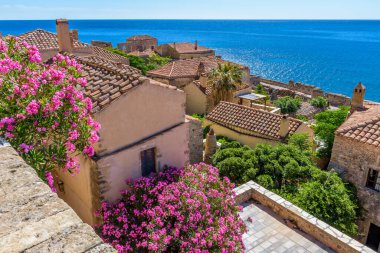 View of the medieval  castle of Monemvasia, Lakonia, Peloponnese, Greece clipart