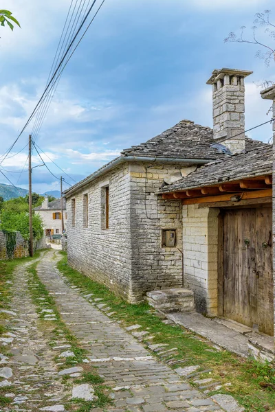 Arquitetura Tradicional Com Ruas Estreitas Edifícios Pedra Vitsa Aldeia Central — Fotografia de Stock