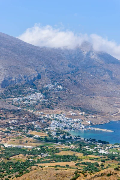 Panorama Pohled Vesnici Aegiali Lagada Ostrově Amorgos Řecko — Stock fotografie