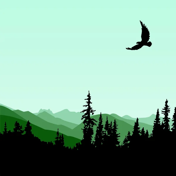 Bosque de montaña Águila — Vector de stock