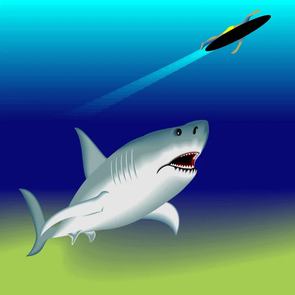 Tiburones y cazadores submarinos — Vector de stock