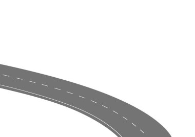 Geleceğe giden yol yolculuğu. Asfalt caddesi beyaz arka planda izole edilmiş. Semboller bitiş noktasının hedefine giden yol. Yol, reklam ve sunum için uygun başarılı iş planlaması anlamına gelir