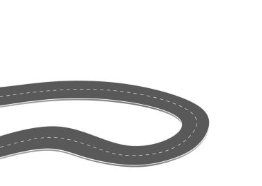 Geleceğe giden yol yolculuğu. Asfalt caddesi beyaz arka planda izole edilmiş. Semboller bitiş noktasının hedefine giden yol. Yol, reklam ve sunum için uygun başarılı iş planlaması anlamına gelir