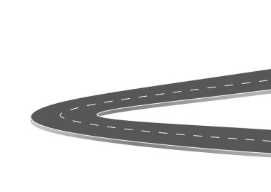 Geleceğe giden yol yolculuğu. Asfalt caddesi beyaz arka planda izole edilmiş. Semboller bitiş noktasının hedefine giden yol. Yol, reklam ve sunum için uygun başarılı iş planlaması anlamına gelir