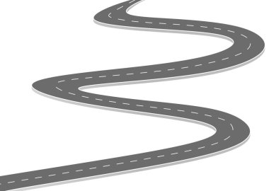 Geleceğe giden yol yolculuğu. Asfalt caddesi beyaz arka planda izole edilmiş. Semboller bitiş noktasının hedefine giden yol. Yol, reklam ve sunum için uygun başarılı iş planlaması anlamına gelir