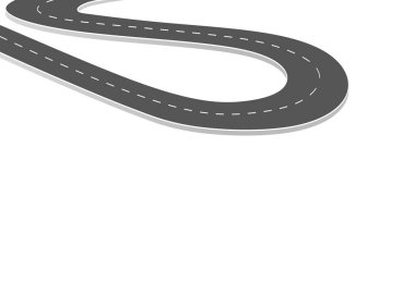 Geleceğe giden yol yolculuğu. Asfalt caddesi beyaz arka planda izole edilmiş. Semboller bitiş noktasının hedefine giden yol. Yol, reklam ve sunum için uygun başarılı iş planlaması anlamına gelir