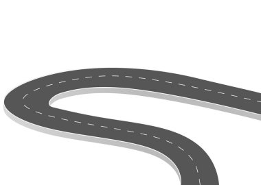 Geleceğe giden yol yolculuğu. Asfalt caddesi beyaz arka planda izole edilmiş. Semboller bitiş noktasının hedefine giden yol. Yol, reklam ve sunum için uygun başarılı iş planlaması anlamına gelir