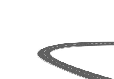 Geleceğe giden yol yolculuğu. Asfalt caddesi beyaz arka planda izole edilmiş. Semboller bitiş noktasının hedefine giden yol. Yol, reklam ve sunum için uygun başarılı iş planlaması anlamına gelir