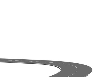 Geleceğe giden yol yolculuğu. Asfalt caddesi beyaz arka planda izole edilmiş. Semboller bitiş noktasının hedefine giden yol. Yol, reklam ve sunum için uygun başarılı iş planlaması anlamına gelir