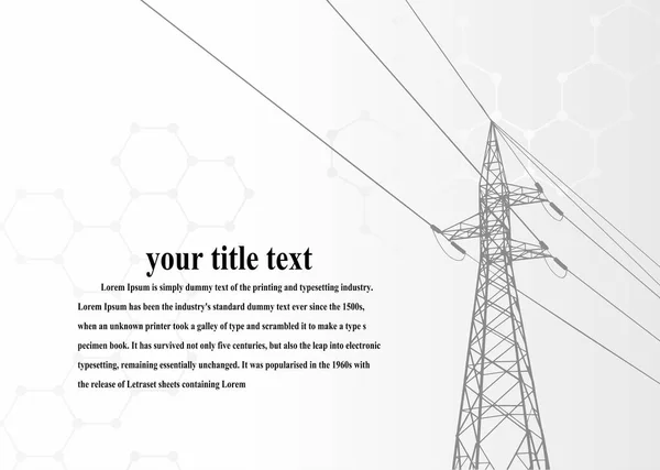Vektör İllüstrasyonu. Yüksek Voltaj Kuleleri Elektrik İletimi. Satırlar Metne Elektrik Tedarik Ediyor. Pylon, direk ağı, simge. Semboller, sunum ve reklam. planlama Takımı.