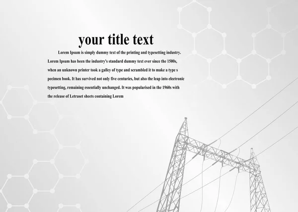 Vektör İllüstrasyonu. Yüksek Voltaj Kuleleri Elektrik İletimi. Satırlar Metne Elektrik Tedarik Ediyor. Pylon, direk ağı, simge. Semboller, sunum ve reklam. planlama Takımı.