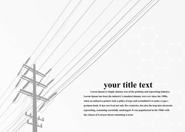Vektör İllüstrasyonu. Yüksek Voltaj Kuleleri Elektrik İletimi. Satırlar Metne Elektrik Tedarik Ediyor. Pylon, direk ağı, simge. Semboller, sunum ve reklam. planlama Takımı.