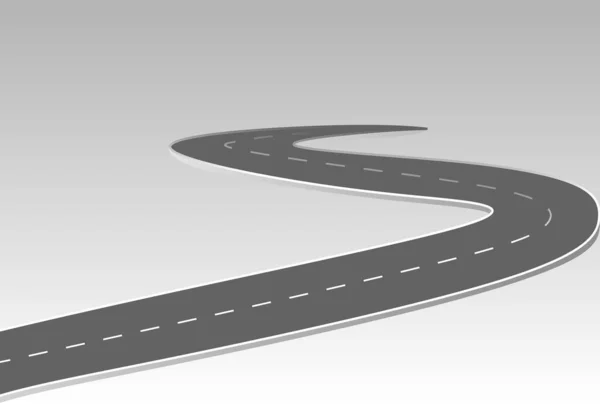 Geleceğe giden yol yolculuğu. Asfalt caddesi beyaz arka planda izole edilmiş. Semboller bitiş noktasının hedefine giden yol. Yol, reklam ve sunum için uygun başarılı iş planlaması anlamına gelir