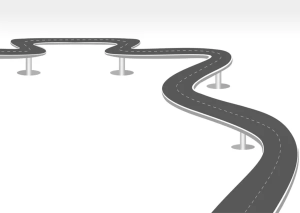 Geleceğe giden yol yolculuğu. Asfalt caddesi beyaz arka planda izole edilmiş. Semboller bitiş noktasının hedefine giden yol. Yol, reklam ve sunum için uygun başarılı iş planlaması anlamına gelir
