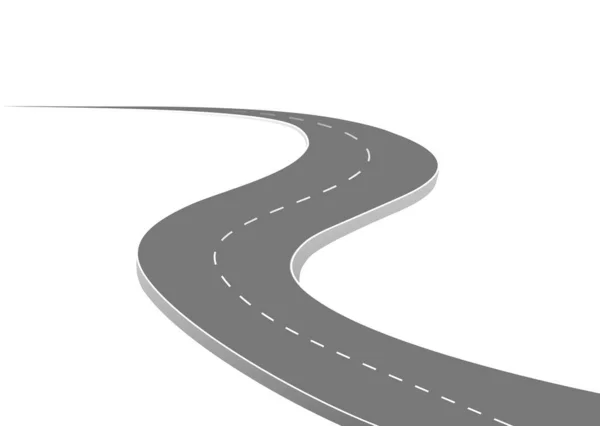 Geleceğe giden yol yolculuğu. Asfalt caddesi beyaz arka planda izole edilmiş. Semboller bitiş noktasının hedefine giden yol. Yol, reklam ve sunum için uygun başarılı iş planlaması anlamına gelir