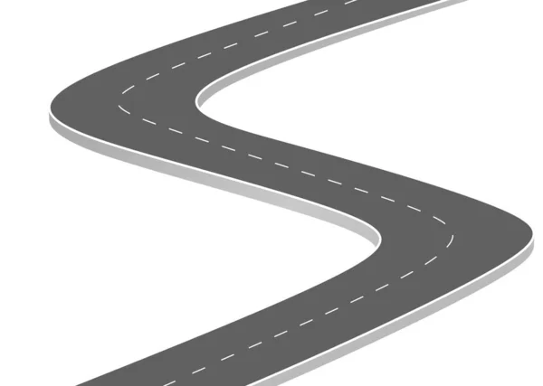 Geleceğe giden yol yolculuğu. Asfalt caddesi beyaz arka planda izole edilmiş. Semboller bitiş noktasının hedefine giden yol. Yol, reklam ve sunum için uygun başarılı iş planlaması anlamına gelir