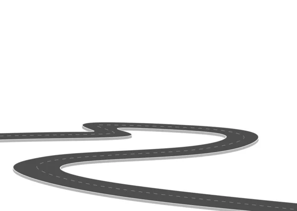 Geleceğe giden yol yolculuğu. Asfalt caddesi beyaz arka planda izole edilmiş. Semboller bitiş noktasının hedefine giden yol. Yol, reklam ve sunum için uygun başarılı iş planlaması anlamına gelir