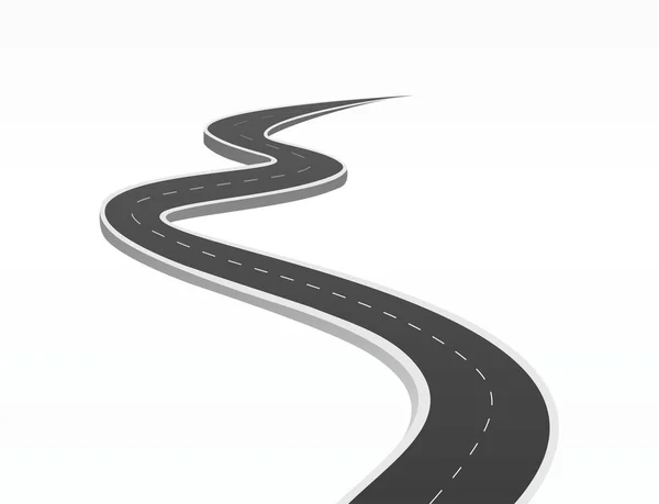 Geleceğe giden yol yolculuğu. Asfalt caddesi beyaz arka planda izole edilmiş. Semboller bitiş noktasının hedefine giden yol. Yol, reklam ve sunum için uygun başarılı iş planlaması anlamına gelir