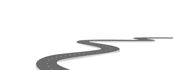 Geleceğe giden yol yolculuğu. Asfalt caddesi beyaz arka planda izole edilmiş. Semboller bitiş noktasının hedefine giden yol. Yol, reklam ve sunum için uygun başarılı iş planlaması anlamına gelir