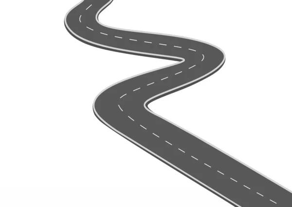Geleceğe giden yol yolculuğu. Asfalt caddesi beyaz arka planda izole edilmiş. Semboller bitiş noktasının hedefine giden yol. Yol, reklam ve sunum için uygun başarılı iş planlaması anlamına gelir