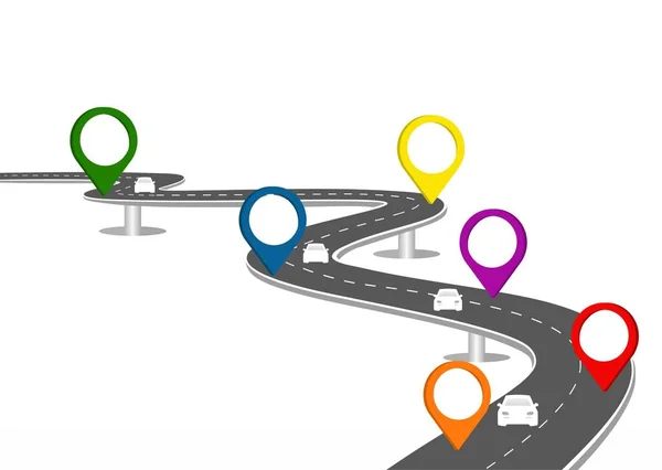 Geleceğe giden yol yolculuğu. Asfalt caddesi şehrin arka planında izole edilmiş. Semboller bitiş noktasının hedefine giden yol. Yol, reklam ve sunum için uygun başarılı iş planlaması anlamına gelir