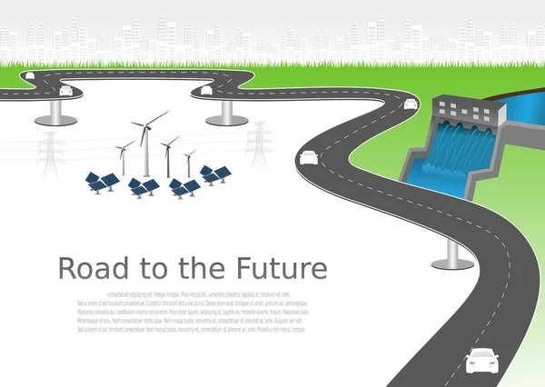 Sistema Geração Energia Renovável Energia Limpa Natureza Como Vento Solar — Vetor de Stock