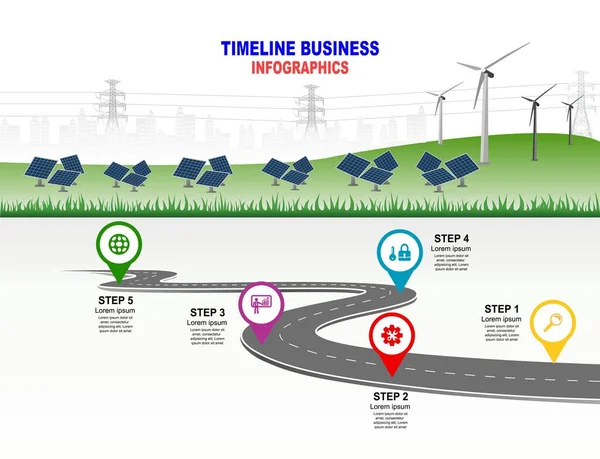 Sistema Geração Energia Renovável Energia Limpa Natureza Como Vento Solar — Vetor de Stock