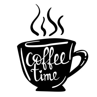 Bir kahve fincanının vektör çizimi ve sıcak bir içecek