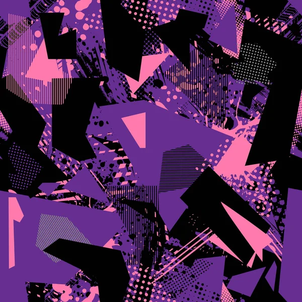 Patrón Inconsútil Abstracto Con Textura Grunge Ilustración Vectorial — Vector de stock