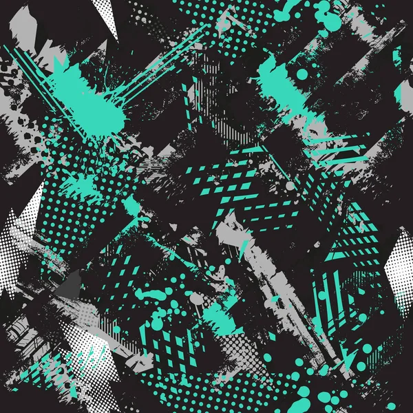 Pola Mulus Abstrak Dengan Tekstur Grunge Ilustrasi Vektor - Stok Vektor